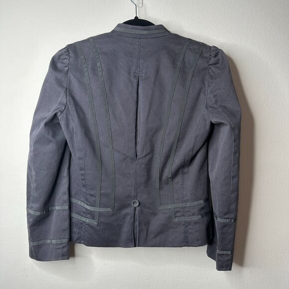 Marc Jacobs Slate Navy Fitted Button Blazer Floral Lining Mandarin Collar 4 - Picture 4 of 13